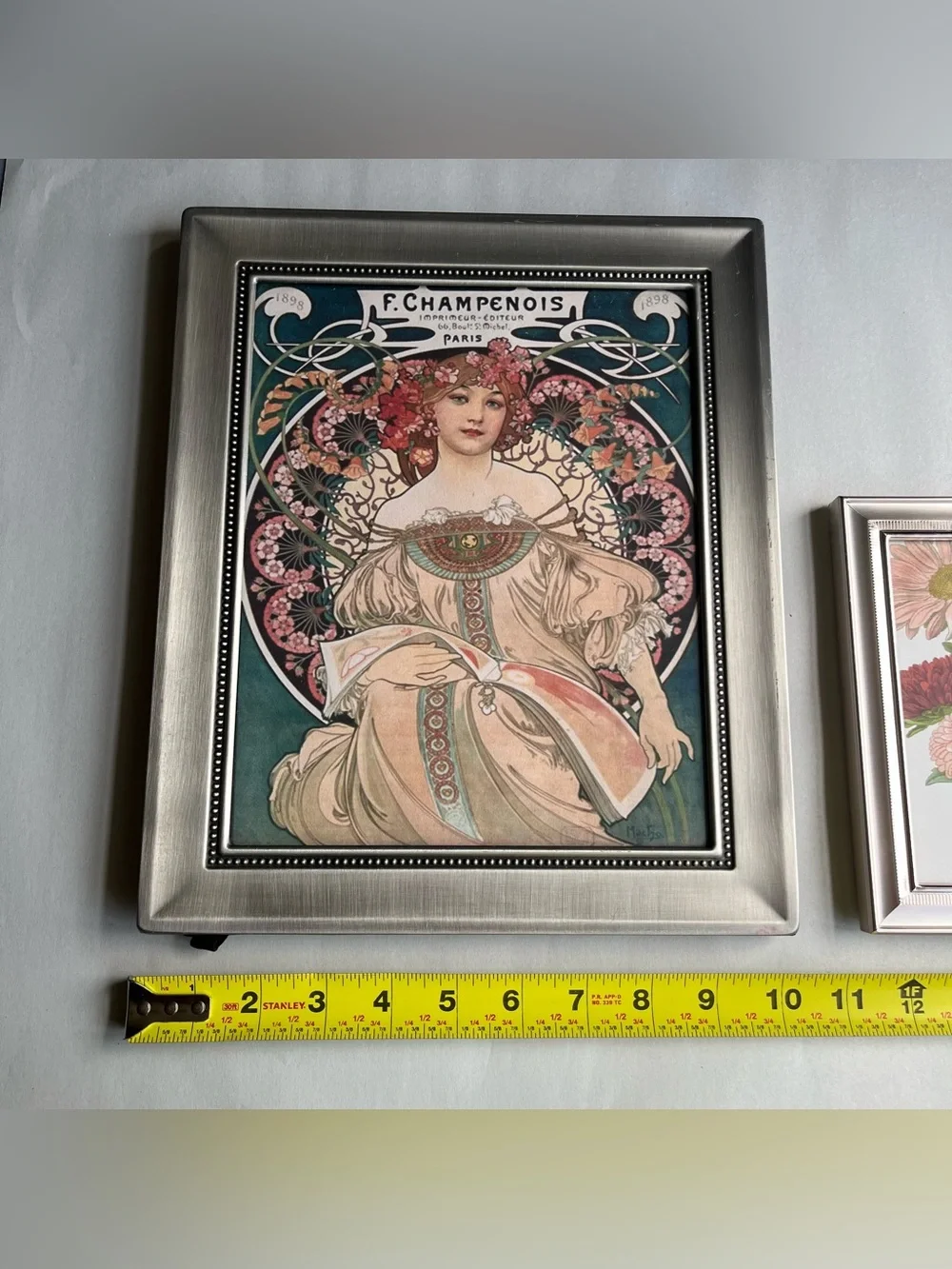 Vintage Metal Silvertone Picture Photo Frames w/ Fine Art Prints-Set of 2